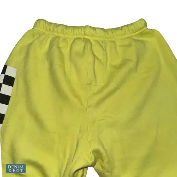 Aviator Nation Neon Yellow Checkered Stripe Sweatpants Jogger Retro Rare Small - Picture 14 of 16